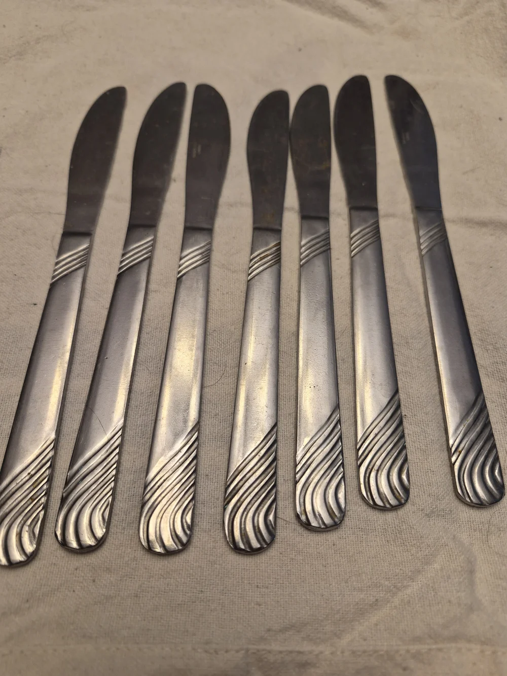 Stainless Steel Dinner Butter Knife Set - Silver Art Deco